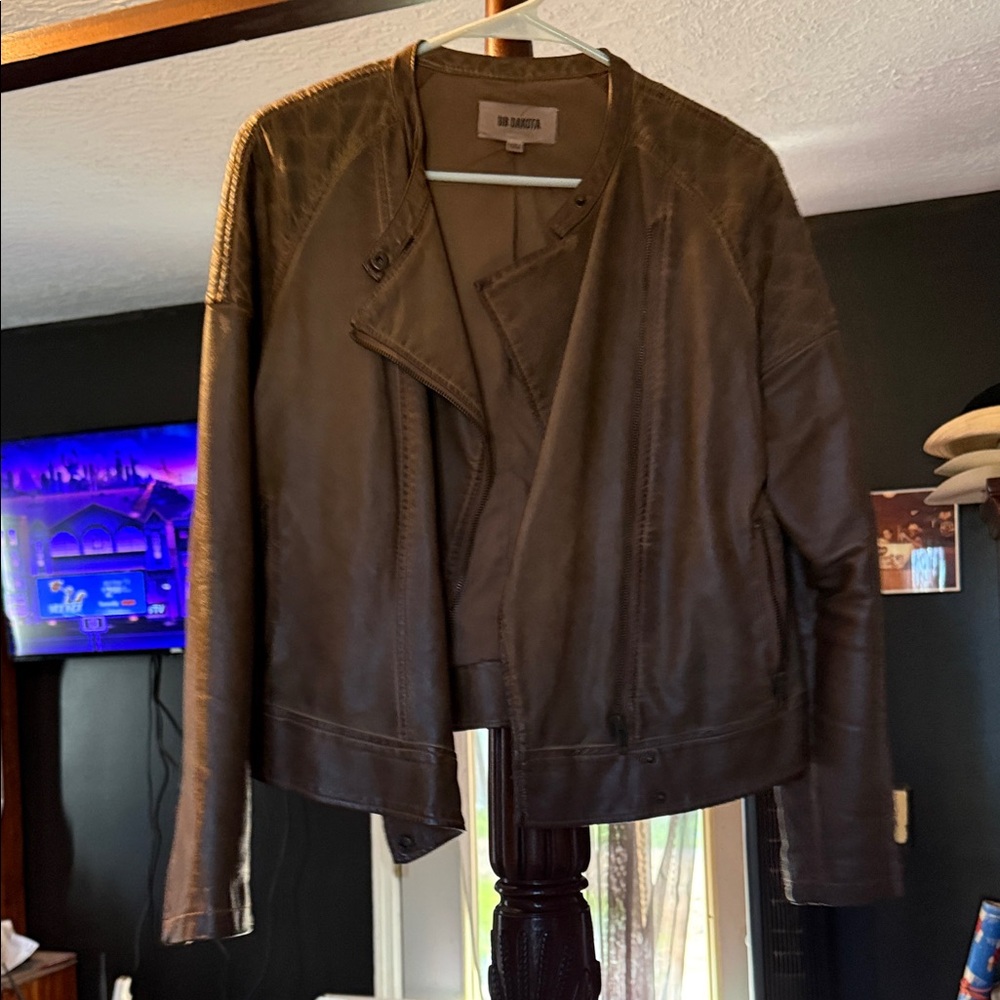 BB Dakota Dark Brown Leather Moto Jacket